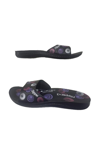 FALEX Crne okrugle Sa deznom ženske papuče za dom i baštu - FLX457-99