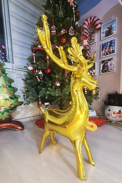 PEKSHOP New Year's Gold Deer Balloon Medium Size Stand Up Gold Deer Balloon