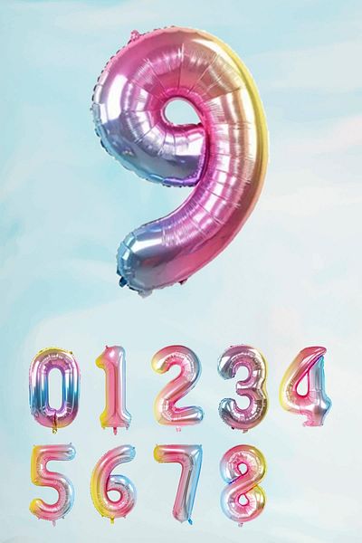 PEKSHOP Rainbow Number Foil Balloon Mermaid Theme Number Balloon 75cm