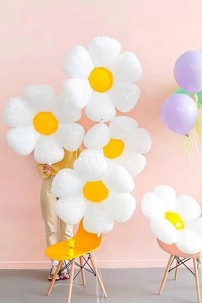 PEKSHOP 3 Pieces Daisy Foil Balloons Small Size