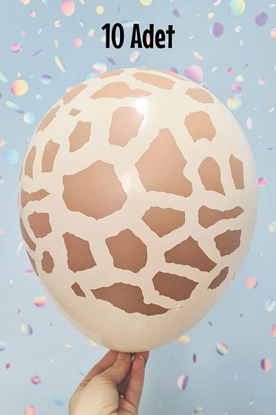 PEKSHOP Giraffe Pattern Printed Balloons 12" Inch Balloon Safari Giraffe Themed Balloons 10 Pieces