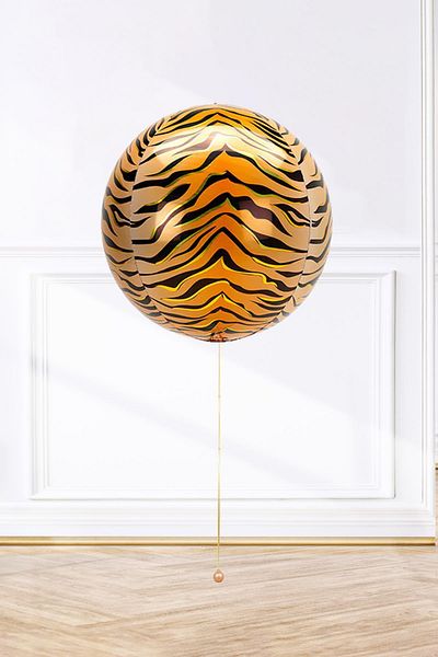 PEKSHOP Globe Tiger Pattern Foil Balloon 4D Large Size 55cm