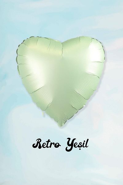 PEKSHOP Retro Green Heart Foil Balloon 18inch 45cm Retro Color Balloon