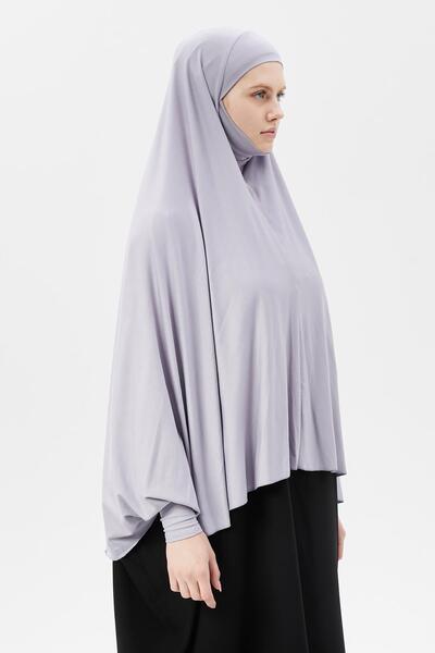 Altobeh Sleeve Souffle Abaya with Veil Practical Hijab Hijab - Nikaplı Prayer Cloth Gray