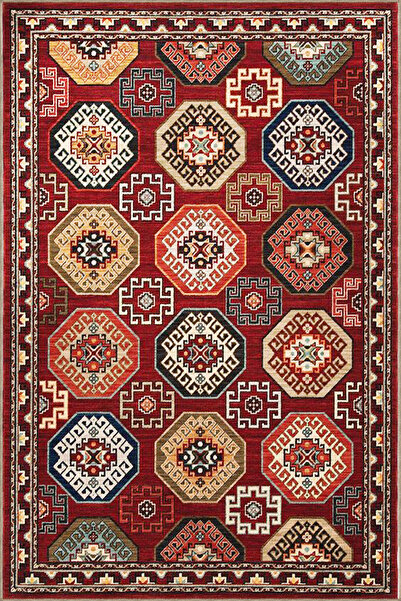 Rugs Modern Halı Checkered Geometric Carpet Red Color Patterned Woven Base Ca...