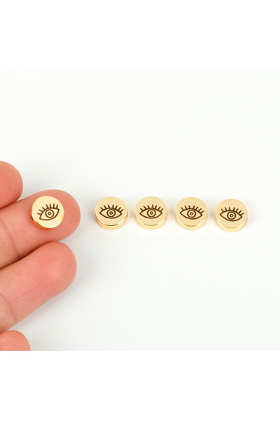 yfhobi 1 Adet- 10 mm Göz Desen Lazer Kazıma Ortandan Delik Pirinç Metal Uç Al...