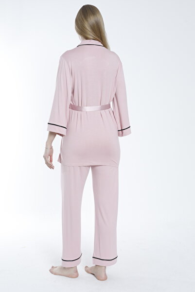 Miss Dünya Lissa Önden Bağlamalı Şerit Yakalı Hamile ve Lohusa Pijama Takımı