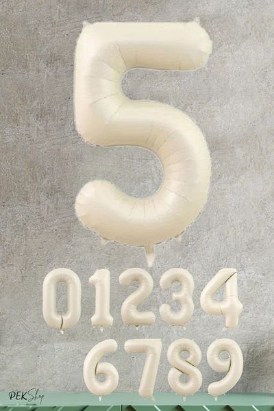 PEKSHOP Cream Color Number Foil Balloon