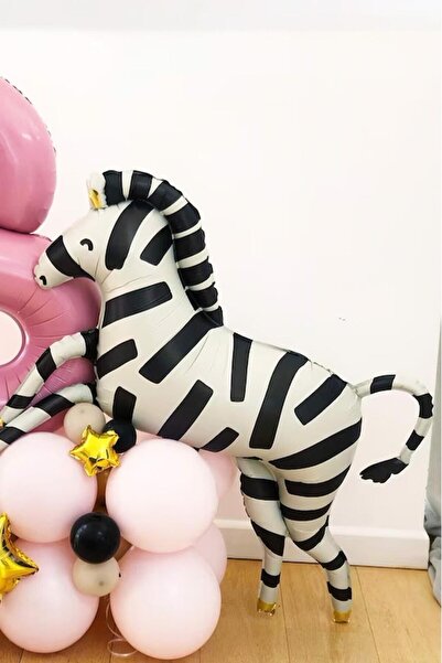 PEKSHOP Zebra Büyük Folyo Balon Safari Temalı Doğum Günü Zebra Şekilli Folyo ...