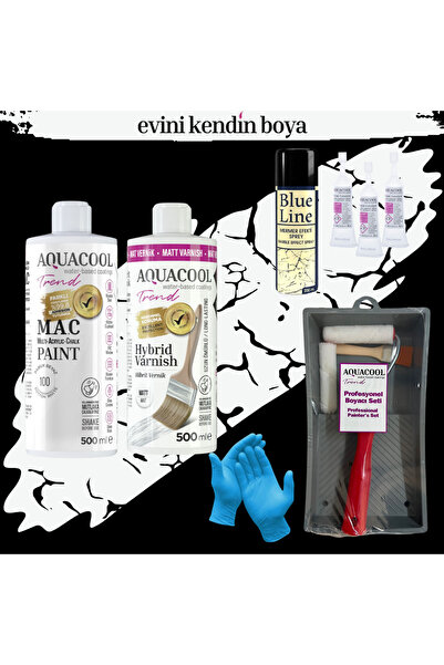 Aquacool Trend Mac Su Bazlı Fayans Boyama Seti Trd 100 Pamuk Beyaz, Mat Vernik