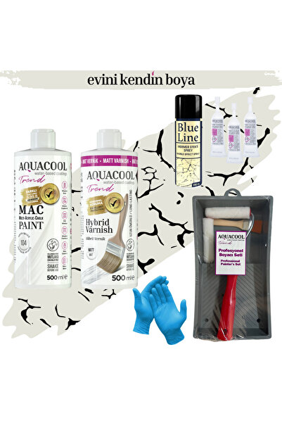 Aquacool Trend Mac Su Bazlı Fayans Boyama Seti Trd 104 Antik Beyaz, Mat Vernik