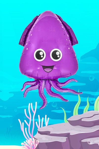 PEKSHOP Purple Octopus Foil Balloon Sea Creatures Smiling Octopus Balloon