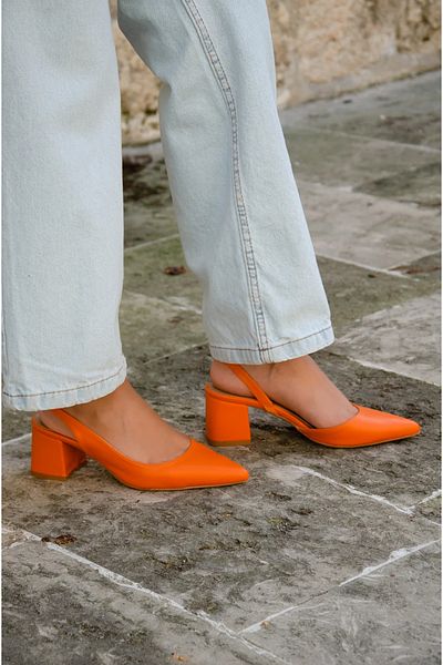 LAMİNTA Tulip Orange Open Back Women's Heeled Shoes