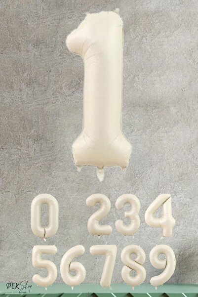 PEKSHOP Krem Renk Rakam Folyo Balon