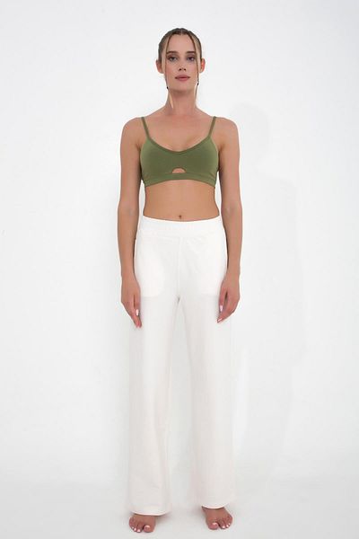 Comm-Ci Lax Cream Organic Cotton Wide Leg Trousers with Pockets