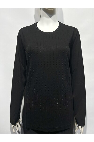 Lanze Bluză din bumbac pieptănat cu pietre