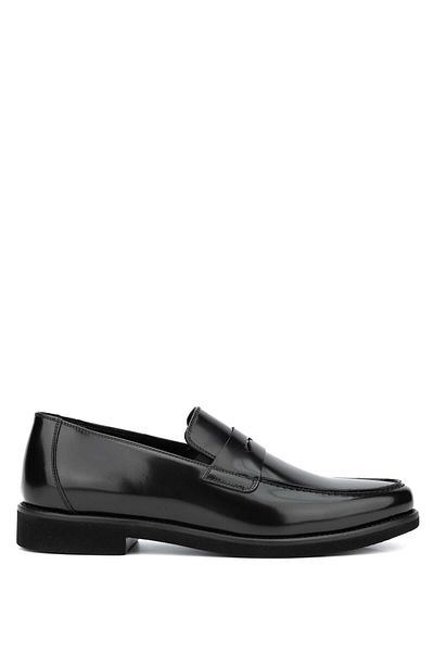 ROSSI Men's Genuine Leather Black Loafer Shoes