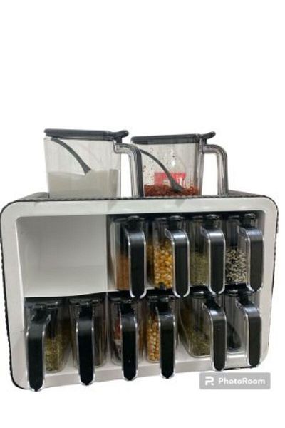 EbruHome 12-Piece Spice Bowl Set with Self-Adhesive Stand and Spoon and Lid