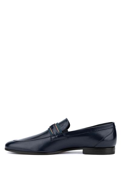 ROSSI Men's Genuine Leather Blue Loafer Shoes