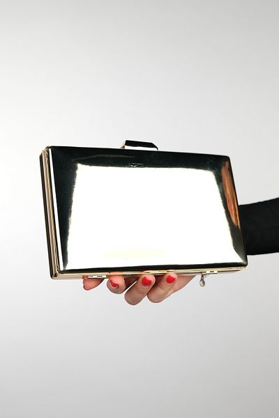 LuviShoes DOMİNGOS Gold Mirror Damen-Abendkleidtasche