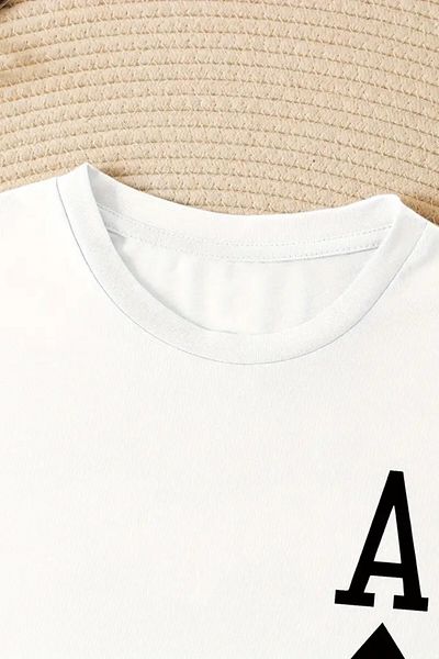 MODAGEN Unisex Λευκό Πλήρωμα Λαιμόκοψη ως εμπριμέ μπλουζάκι υπερμεγέθη