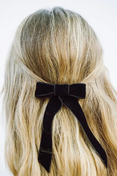 Limelia Кадифена дамска щипка за коса с панделка, автоматична закопчалка и па...