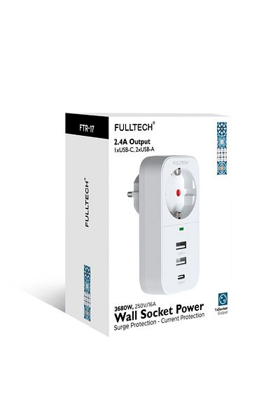 MATECHNO 2.4A Output 2xUSB 1xType-C Single Socket
