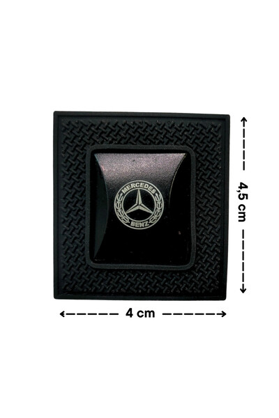 Megas Etiket Dikilebilir - Mercedes Benz Kare Metalli Kauçuk Arma