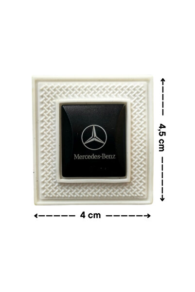 Megas Etiket Dikilebilir - Mercedes Benz Kare Metalli Kauçuk Arma