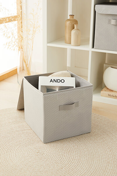 Ocean Home Textile Gray Covered In-Cabinet Laundry Toy Organizer Folding Storage Box 30x30x30