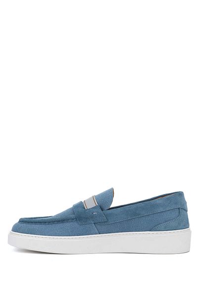 Redwood Men's Genuine Leather Blue Loafer Shoes