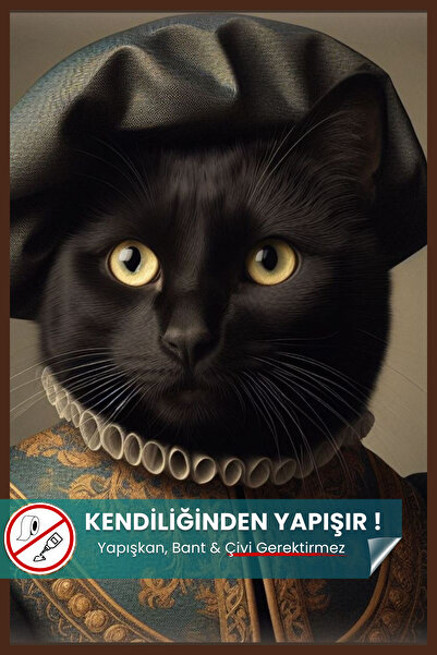 Pi Papers Soylu Kara Kedi Poster, Premium Baskı Poster, Siyah Kedi, Statik Akıllı Kağıt (Yapay Zeka Tasarım)