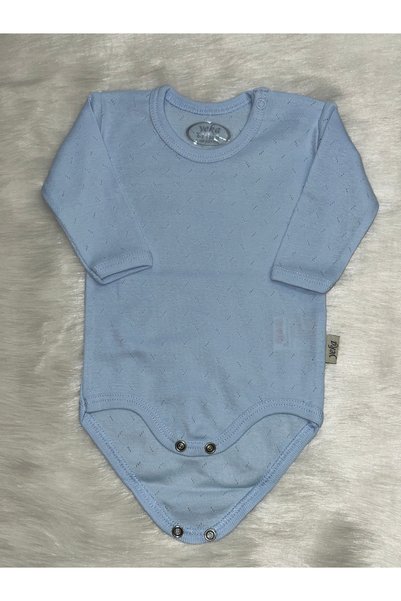 YEKA BEBE Unisex Baby Blue Perforated Pattern Anti-Sweat Long Sleeve Cotton Bodysuit