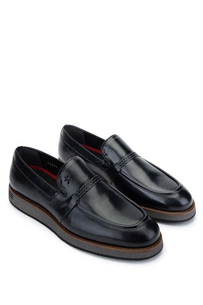 Tamer Tanca Genuine Leather Black Men's Loafer Shoes