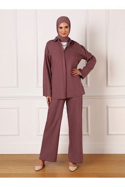 Refka Linen Tunic & Trousers Double Set - Vintage Purple - Refka