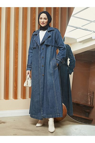Neways Denim Trench Coat - Dark Blue - Neways