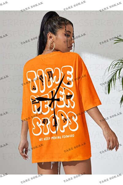 Tarzsokak Timpul nu se oprește niciodată - Bumbac pieptănat oversize unisex c...