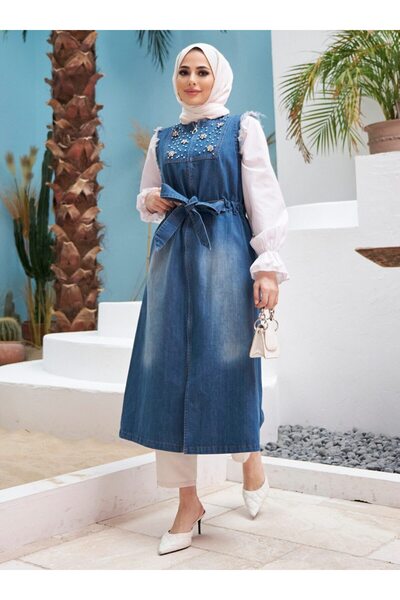 Neways Zippered Denim Vest - Dark Blue - Neways