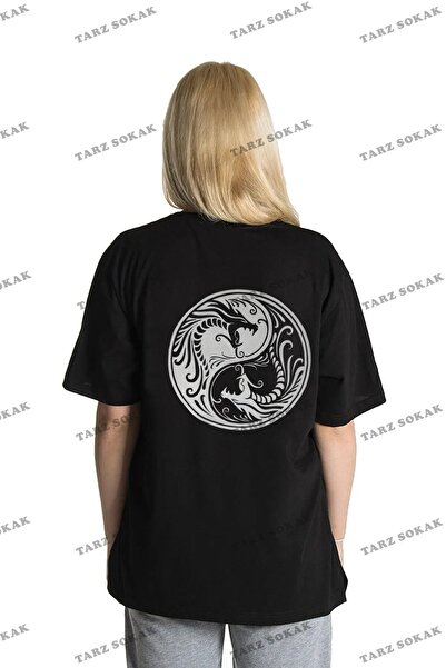 Tarzsokak Unisex Bruklin Crna Oversize kroj okrugla kragna Štampano