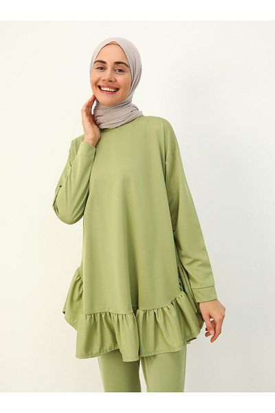 Benin Skirt Flounce Double Set - Oil Green - Benin