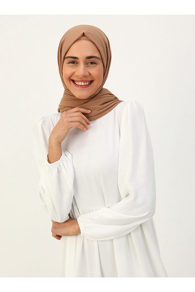 Benin Aerobin Ruffle Detailed Hijab Dress - Off white - Benin