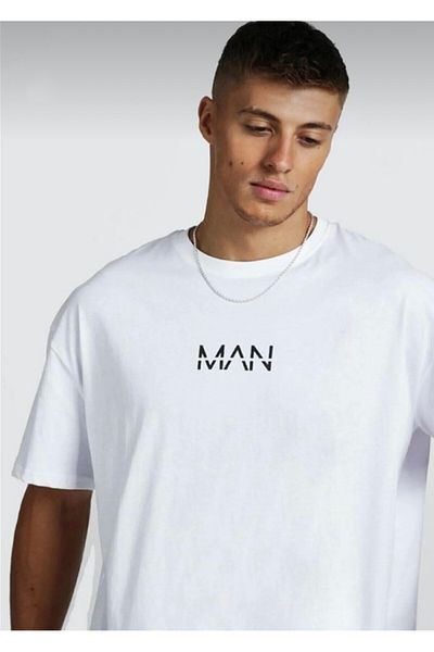 BYMEER Tricou oversize cu imprimeu de bărbat alb