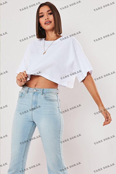 Tarzsokak Black 100% Cotton Crew Neck Crop
