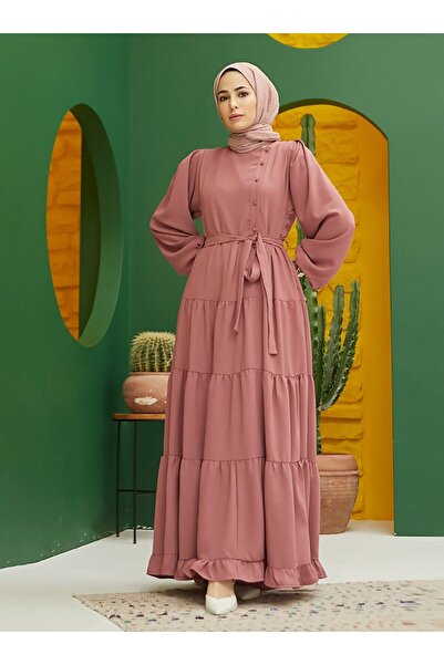 Neways Button Detailed Hijab Dress - Dried Rose - Neways