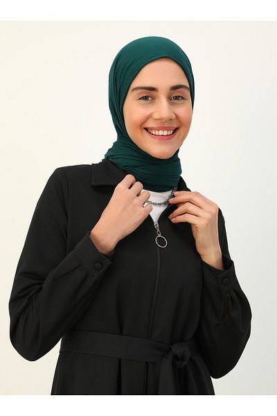 Benin Zipper Detailed Stylish Belted Coat / Top Coat - Black - Benin
