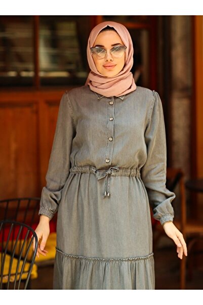 Neways Liyosel Denim Hijab Dress - Gray - Neways