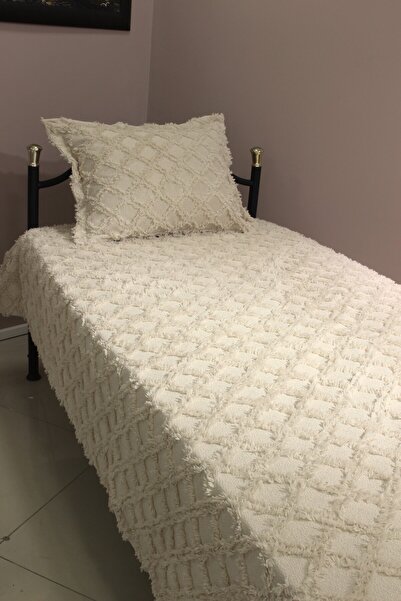 kumaşyol Tek Kişilik Şönil Ponponlu Biyeli Yatak Örtüsü