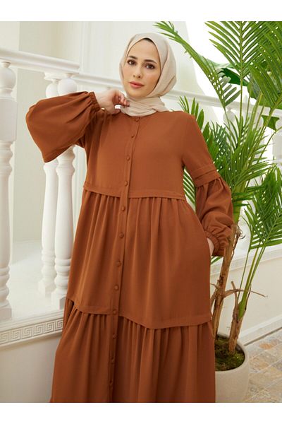 Neways Buttoned Dress - Cinnamon - Neways