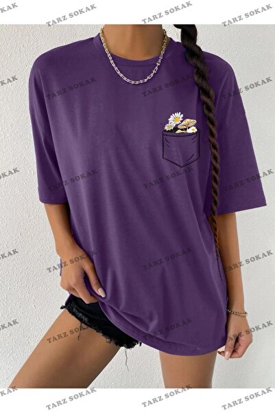 Tarzsokak Unisex Oversize με στάμπα λουλουδιών (Φαρδιά γραμμή)