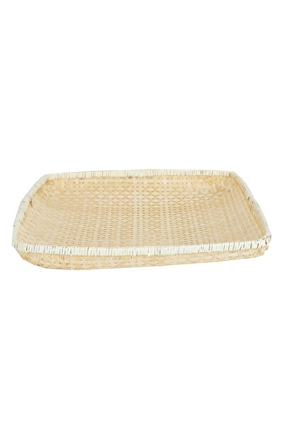 KANCAEV Tepsi,bambu Kare Dekoratif El Yapımı ,büyük, 50*50 Cm.
